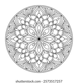 Beautiful floral ornament mandala, coloring page
