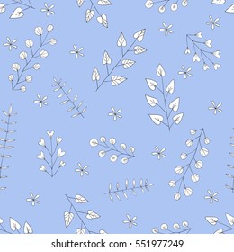 Beautiful floral ornament, Monochrome Vector seamless pattern.