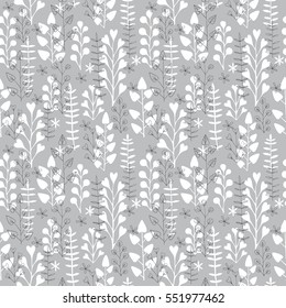 Beautiful floral ornament, Monochrome Vector seamless pattern.