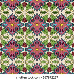 Beautiful floral ornament. Seamless background with fresh colors