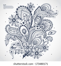 Beautiful floral paisley vector ornament