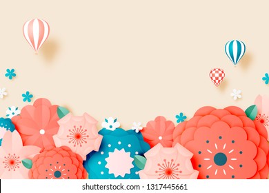 Beautiful floral paper art with pastel color scheme vector illustation