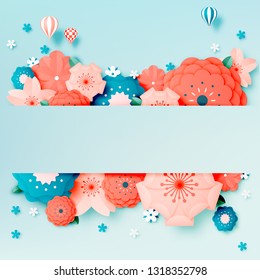 Beautiful floral paper art with pastel color scheme vector illustation