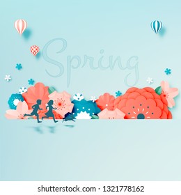 Beautiful floral paper art with pastel color scheme vector illustation