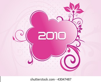 beautiful floral pattern 2010 happy new year frame