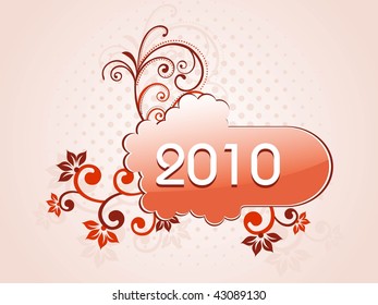 beautiful floral pattern 2010 happy new year frame