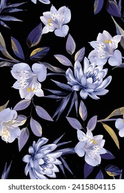 Beautiful Floral Pattern with black Ground 