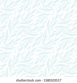 Beautiful floral pattern with branches. Lace christmas fabric pattern. White background. Floral pattern on white background