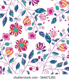 beautiful floral pattern of bright colors on a white background