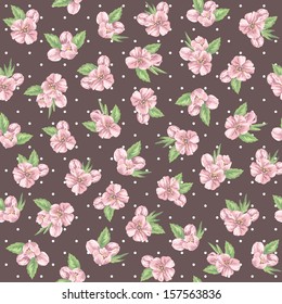 Beautiful floral pattern with cherry blossoms and flowers