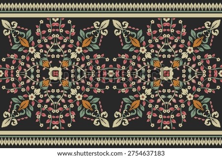 A beautiful floral pattern combining traditional paisley motifs and vintage lace embroidery is perfect for modern fabric wallpaper designs.