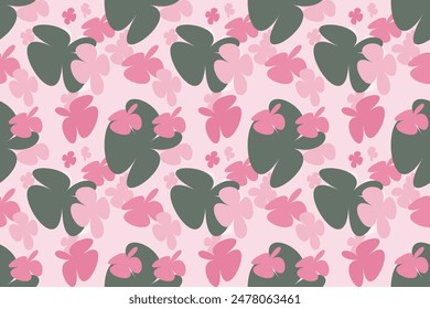 Beautiful Floral Pattern Design Vintage 70s Style Flower Background Illustration. Colorful Pastel Color Groovy Artwork Bundle, Y2k Nature Backgrounds With Spring Plants.