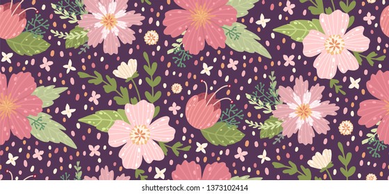 Beautiful floral pattern with a flower.  Floral seamless background for fashion prints. Elegant vector texture. Can be used for t-shirt print, fashion print design, fabric, and wrapping.