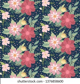 Beautiful floral pattern with a flower.  Floral seamless background for fashion prints. Elegant vector texture. Can be used for t-shirt print, fashion print design, fabric, and wrapping.