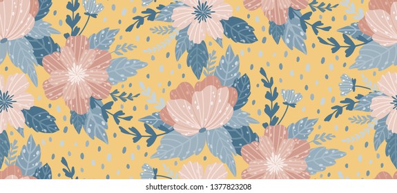 Beautiful floral pattern with a flower.  Floral seamless background for fashion prints. Elegant vector texture. Can be used for t-shirt print, fashion print design, fabric, and wrapping.