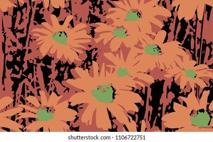 Beautiful floral pattern with flowers and leaves. Printing for textile wallpaper is endless.