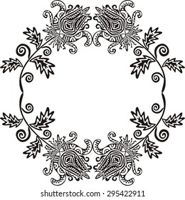 Beautiful floral pattern frame black and white vector illustration