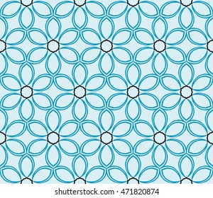 Beautiful floral pattern of geometric elements. Vector. Blue. For the design of printed products, holiday material, fashion design
