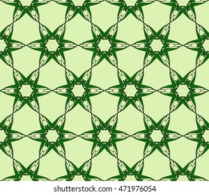 Beautiful floral pattern of geometric elements. Vector. Green color. For the design of printed products, holiday material, fashion design
