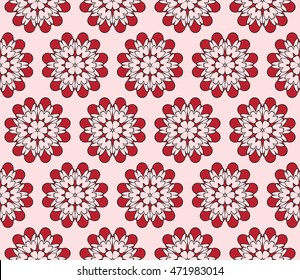 Beautiful floral pattern of geometric elements. Vector. Pink color. For the design of printed products, holiday material, fashion design