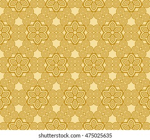 Beautiful floral pattern of geometric elements. Vector. gold color. For the design of printed products, holiday material, fashion design