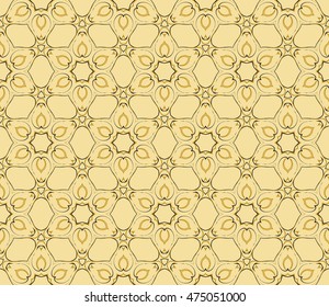 Beautiful floral pattern of geometric elements. Vector. gold color. For the design of printed products, holiday material, fashion design