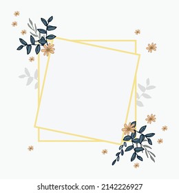 Blume und Blatt-Illustration. handgezeichnete Vektorgrafik. Naturhintergrund. Blattrahmen, Rahmen. 