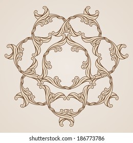 Beautiful floral pattern. Illustration in light and dark brown colors