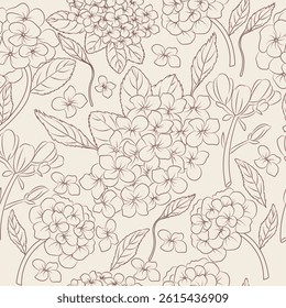 Beautiful Floral Pattern with Leaves, Cute Small Flowers on Seamless Background
