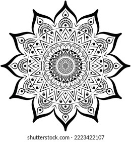 Beautiful floral pattern mandala art isolated on a white background, decoration elements for meditation poster or banner, festival mandala art in floral pattern, henna art tattoo art, mandala vector