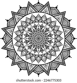 Beautiful floral pattern mandala art isolated on a white background,  Indian style mandala art for festival decoration, decoration elements for meditation poster, henna, tattoo art, mandala vector art