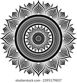 Beautiful floral pattern mandala art isolated on a white background, decoration element for meditation poster, yoga, banner, henna, invitation, cover page, design element mandala art, vector art`