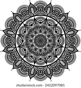 Hermoso patrón floral de arte mandala aislado en un fondo blanco, elemento de decoración para el afiche de meditación, yoga, banner, henna, invitación, portada, elemento de diseño arte mandala, arte vectorial