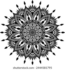 Hermoso patrón floral mandala arte aislado en un fondo blanco, elemento de decoración para el póster de meditación, yoga, Anuncio, henna, invitación, portada, elemento de diseño mandala arte, Arte vectorial