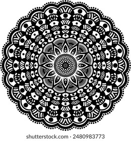 Beautiful floral pattern mandala art isolated on a white background, decoration element for meditation poster, yoga, banner, henna, invitation, cover page, design, vector art illustration