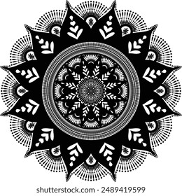 Hermoso patrón floral mandala arte aislado en un fondo blanco, elemento de decoración para el póster de meditación, yoga, Anuncio, henna, invitación, portada, elemento de diseño mandala arte, Arte vectorial