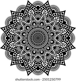 Hermoso patrón floral mandala arte aislado en un fondo blanco, elemento de decoración para el cartel de meditación, yoga, Anuncio, henna, invitación, portada, elemento de diseño mandala arte, Arte vectorial