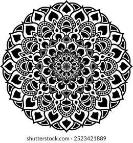 Bonito padrão floral mandala arte isolada em um fundo branco, elemento de decoração para cartaz de meditação, ioga, faixa, hena, convite, folha de rosto, desenho elemento mandala arte, arte vetorial