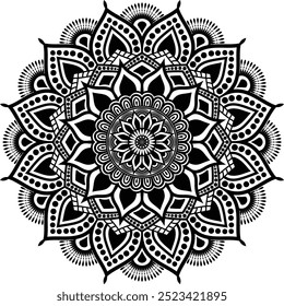 Beautiful floral pattern mandala art isolated on a white background, decoration element for meditation poster, yoga, banner, henna, invitation, cover page, design element mandala art, vector art