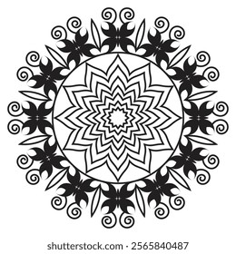 Beautiful floral pattern mandala art isolated on a white background