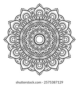 Beautiful floral pattern mandala art isolated on a white background, mandala design for coloring book, relaxing and easy mandala art for tattoo design, vector mandala design