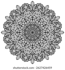 Beautiful floral pattern mandala art isolated on white background, decorative element for yoga meditation poster, henna banner, cover art mandala design element, vector art