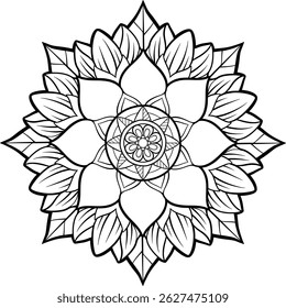 Beautiful floral pattern mandala art isolated on a white background