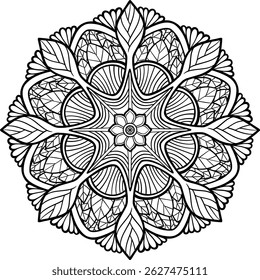 Hermoso patrón floral arte de mandala aislado en un fondo blanco

