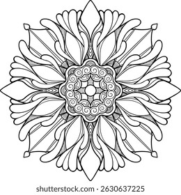 Beautiful floral pattern mandala art isolated on a white background