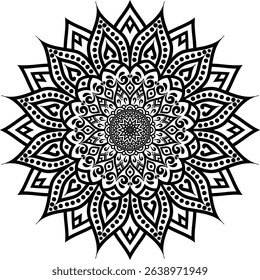 Beautiful floral pattern mandala art isolated on a white background, decoration element for meditation poster, yoga, banner, henna, invitation, cover page, design element mandala art, vector art