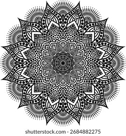 Schönes Blumenmuster Mandala-Kunst einzeln auf weißem Hintergrund, Dekorationselement für Meditationsplakat, Yoga, Banner, Henna, Einladung, Titelseite, Designelement Mandala-Kunst, Vektorkunst