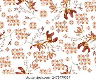 Beautiful floral pattern with  Moroccan tiles  Seamless pattern Vector Illustration , Design for fashion , fabric, textile, wallpaper , wrapping and all print
