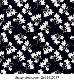 Hermoso Patrón Floral Sobre Fondo Oscuro Con Flores De Crema