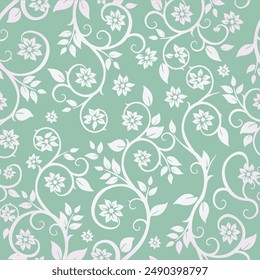 beautiful floral pattern on pastel green background